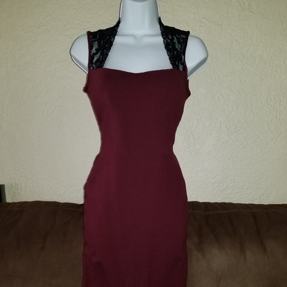 Maroon and Black dress Size S